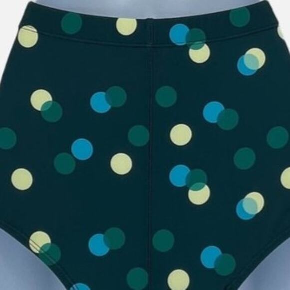 Bikini Bottom High Waist with Polka dots in Blue Green Bottom Only Size Large - Picture 7 of 8